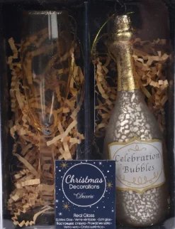 Clearance Decoris Weihnachtsbaumschmuck Champagnerglas silber / transparent D 6 H 12,5 cm 2 St. Weihnachtskugeln & -Anhänger