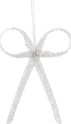 Clearance Decoris Weihnachtsbaumschmuck Schleife weiß 12 x 1,2 x 16 cm Weihnachtskugeln & -Anhänger