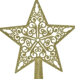 Best Decoris Weihnachtsbaumspitze hellgold 2,3 x 20 x 21,5 cm Weihnachtsbaumspitzen