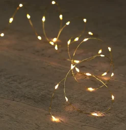 Clearance Drahtlichterkette gold 5 m mit 100 LEDs warmweiß Mini- & Drahtlichterketten