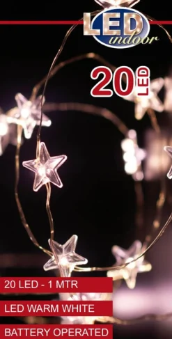 Sale Drahtlichterkette Sterne silber 1 m LED warmweiß Mini- & Drahtlichterketten