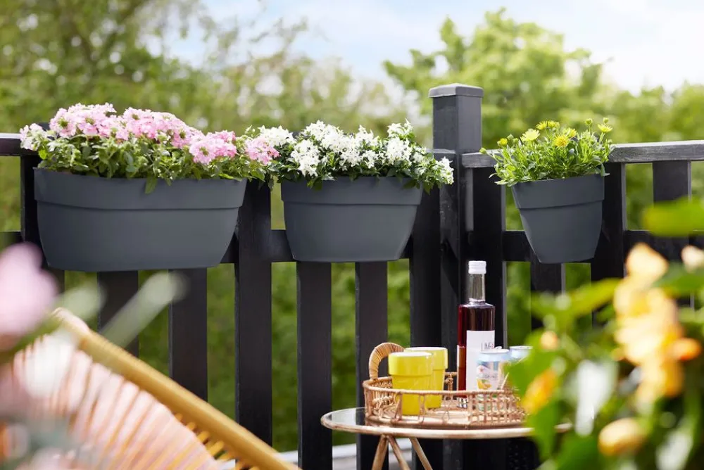 Discount Elho Balkonkasten Vibia Easyhanger anthrazit 46 x 24,1 x 26,5 cm Balkonkästen|Blumentöpfe & Pflanzgefäße