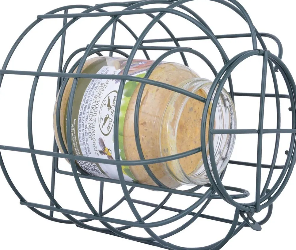 Esschert Design Erdnussbutter-Glashalter grün D 15,5 cm H 15,3 cm Gartenvögel|Erdnussbutter-Häuser