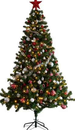 Sale Everlands künstlicher Weihnachtsbaum Imperial rot / weiß D 137 H 210 cm mit 380 LEDs Künstliche Weihnachtsbäume