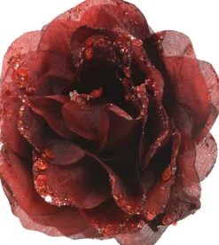 Online Everlands Weihnachtsschmuck Rose mit Clip rot D 14 H 8,5 cm Weihnachtskugeln & -Anhänger