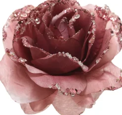 Hot Everlands Weihnachtsschmuck Rose mit Clip rosa D 14 H 8,5 cm Weihnachtskugeln & -Anhänger