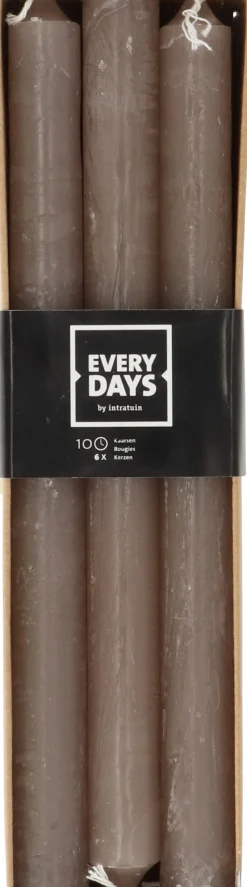Hot Everydays by Stabkerzen Rustic taupe 10 Std. 6 St. Stabkerzen