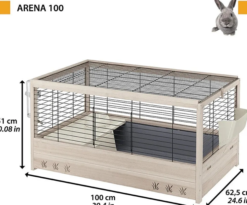 Hot Ferplast Kaninchenstall Arena 100 x 62,5 x 51 cm naturell / schwarz Kaninchenställe & -Käfige