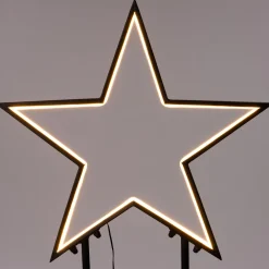 Gartenstecker Stern mit Timer schwarz warmweiß 53 x 3 56 cm Weihnachtsfiguren (Außen)