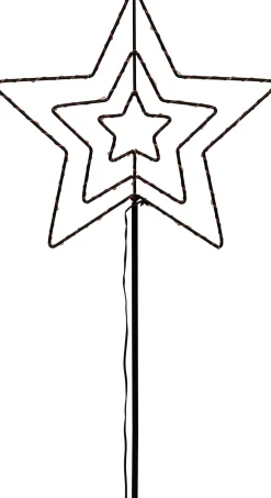 Gartenstecker Stern mit Timer schwarz warmweiß H 35 cm Weihnachtsfiguren (Außen)
