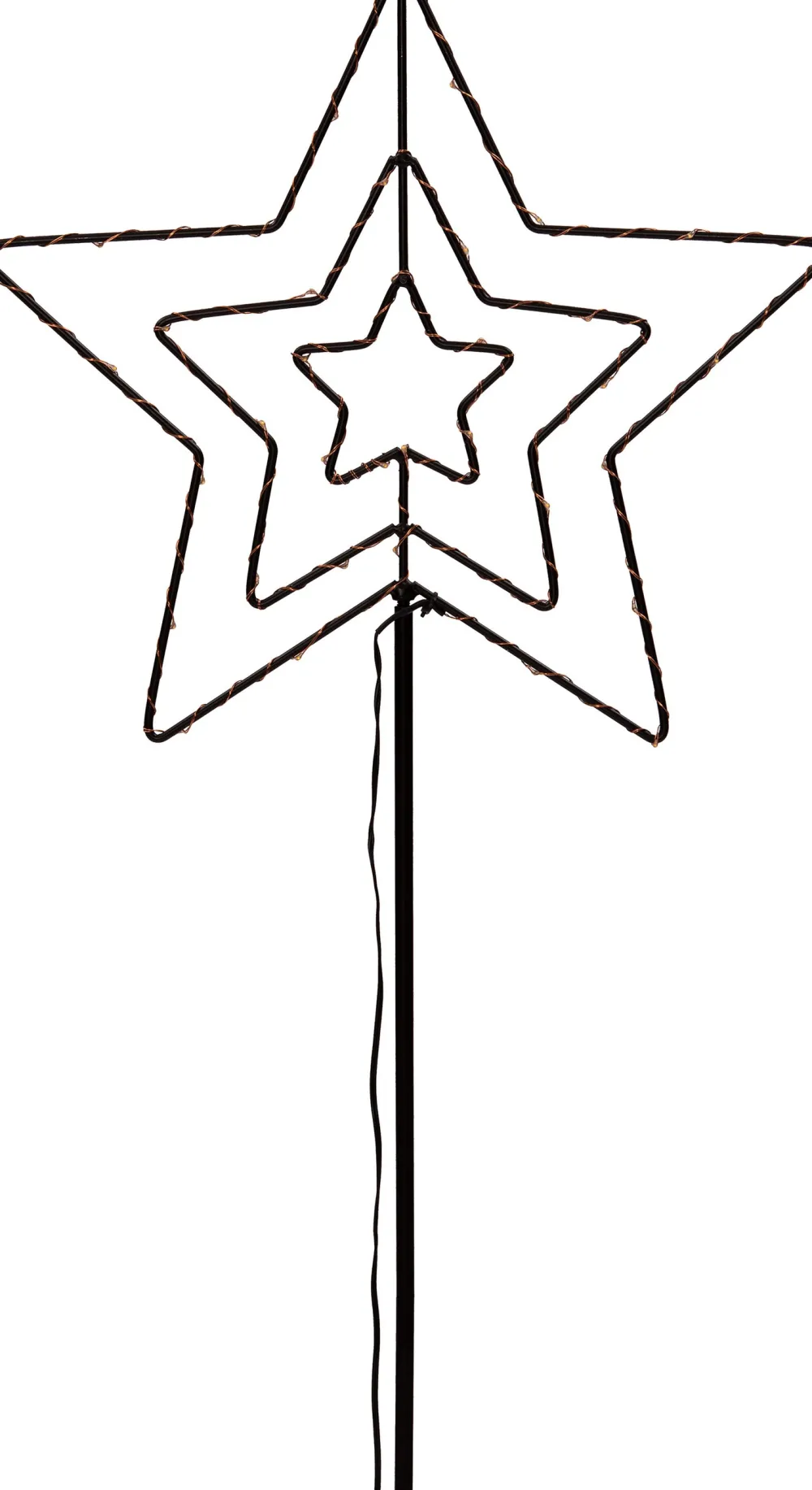 Gartenstecker Stern mit Timer schwarz warmweiß H 35 cm Weihnachtsfiguren (Außen)