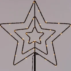 Gartenstecker Stern mit Timer schwarz warmweiß H 35 cm Weihnachtsfiguren (Außen)