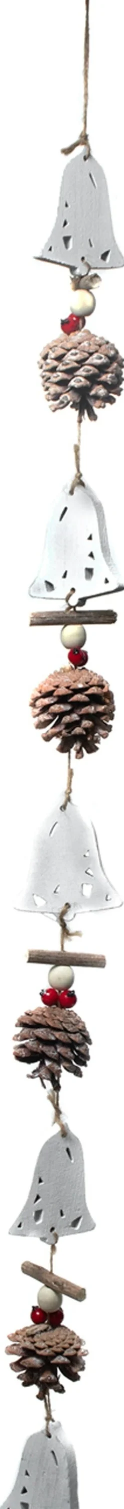 Sale Girlande mit Tannenzapfen weiß Uhr 5 x 2 x 85 cm Weihnachtliche Wanddeko