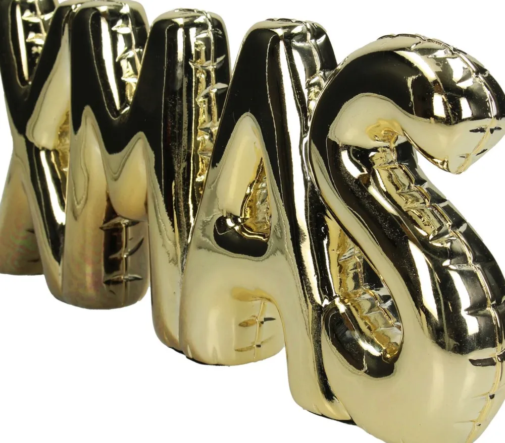 Online HD Collection Weihnachtsdeko Wand X-mas gold 14 x 4,2 x 35 cm Weihnachtsfiguren & -Objekte