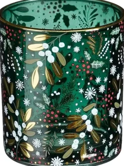 Discount House of Seasons Teelichthalter Storm grün D 7 H 8 cm Teelichthalter