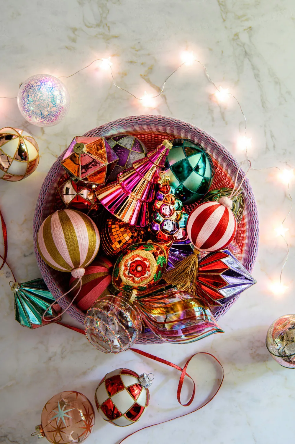 Sale House of Seasons Weihnachtskugel Jolly rot / rosa / gold D 10 cm Weihnachtskugeln & -Anhänger