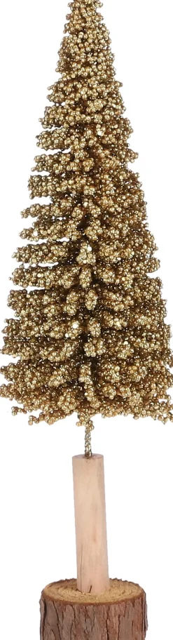 Clearance House of Seasons Weihnachtsdeko Baum gold D 11 H 40 cm Weihnachtsfiguren & -Objekte