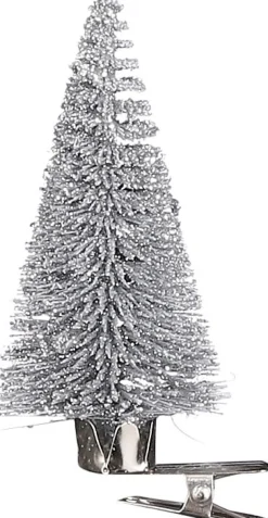 Discount House of Seasons Weihnachtsschmuck Baum mit Clip silber D 4 H 9 cm 6 St. Weihnachtskugeln & -Anhänger