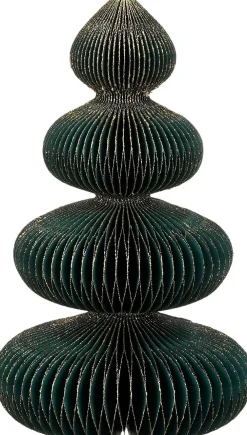 Outlet House of Seasons Weihnachtsdeko Baum Rocco grün / gold D 15 H 30 cm Weihnachtsfiguren & -Objekte