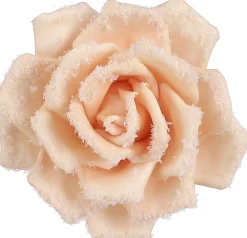 Clearance House of Seasons Weihnachtsschmuck Rose mit Clip beige D 14 H 7 cm Weihnachtskugeln & -Anhänger