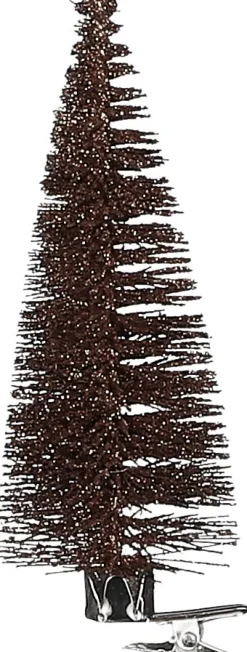 Discount House of Seasons Weihnachtsschmuck Baum mit Clip braun D 5 H 13 cm 6 St. Weihnachtskugeln & -Anhänger