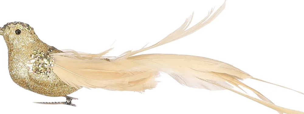 Outlet House of Seasons Weihnachtsschmuck Vogel mit Clip gold 23 x 5 x 5,5 cm Weihnachtskugeln & -Anhänger