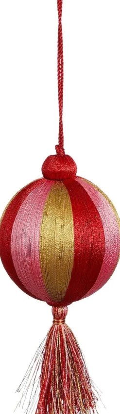 Best House of Seasons Weihnachtskugel Jolly rot / rosa / gold D 8 cm H 14 cm Weihnachtskugeln & -Anhänger