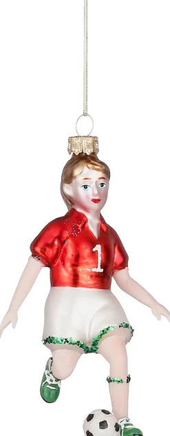Discount House of Seasons Weihnachtsbaumschmuck Fußballspieler rot / weiß 7 x 6,5 x 13,5 cm Weihnachtskugeln & -Anhänger