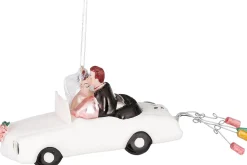 New House of Seasons Weihnachtsbaumschmuck Brautpaar in Auto weiß / schwarz 18,5 x 6 x 7 cm Weihnachtskugeln & -Anhänger