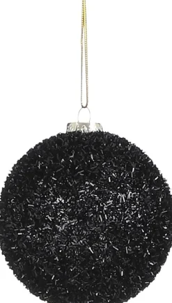 House of Seasons Weihnachtskugel schwarz mit Glitzer D 8 cm Weihnachtskugeln & -Anhänger