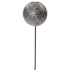 Hot Außen-Solarleuchte auf Stab Luisa silber D 20 H 72 cm Solar Gartenleuchten|Gartenlaternen & -Stehleuchten