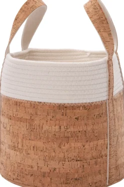 Aufbewahrungskorb Julan weiß / Kork D 30 H 30 cm Aufbewahrung