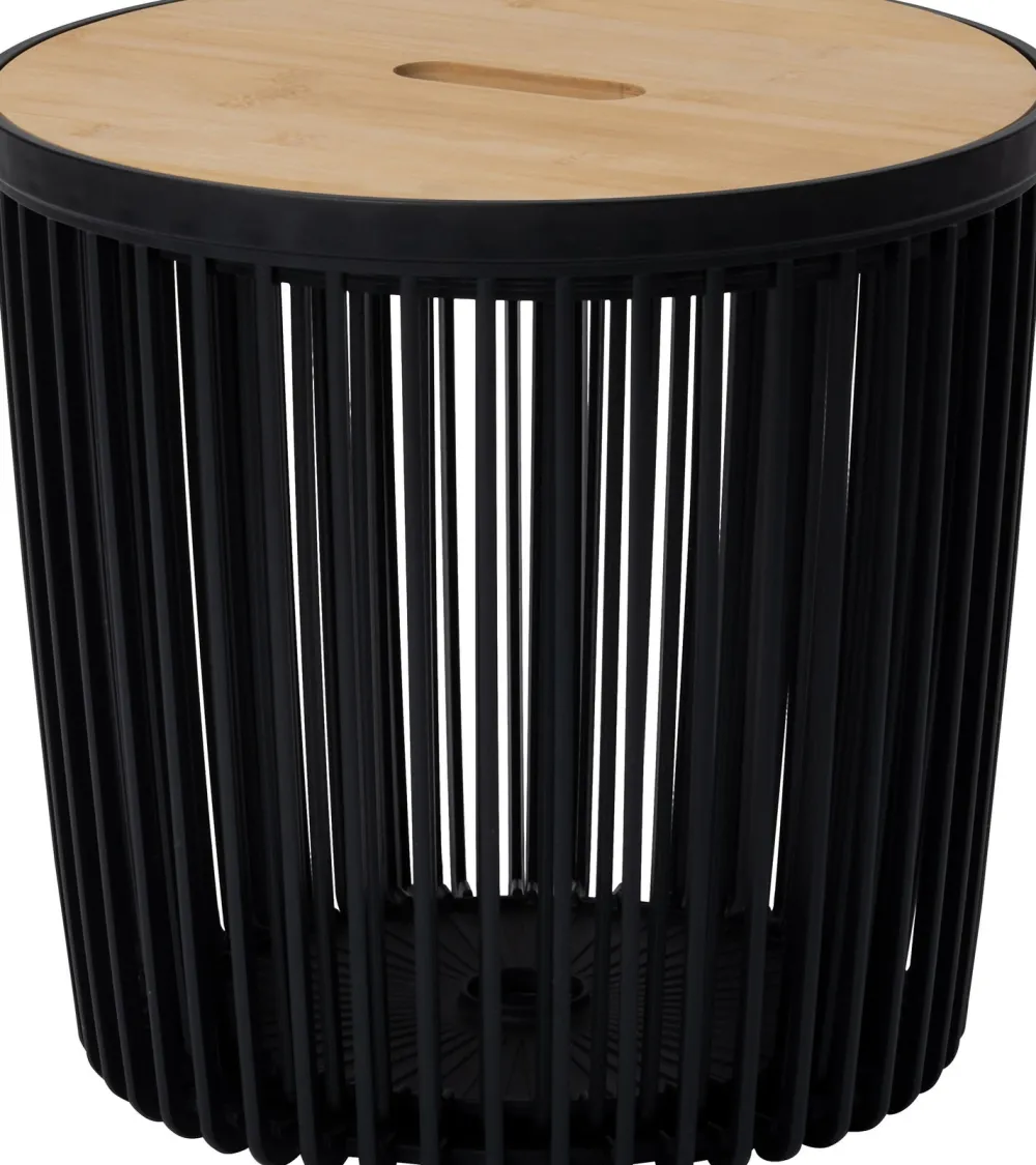 Outlet Beistelltisch mit Korb schwarz / naturell D 39 H 38 cm 2 St. Pflanztische & -Regale