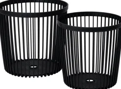 Outlet Beistelltisch mit Korb schwarz / naturell D 39 H 38 cm 2 St. Pflanztische & -Regale