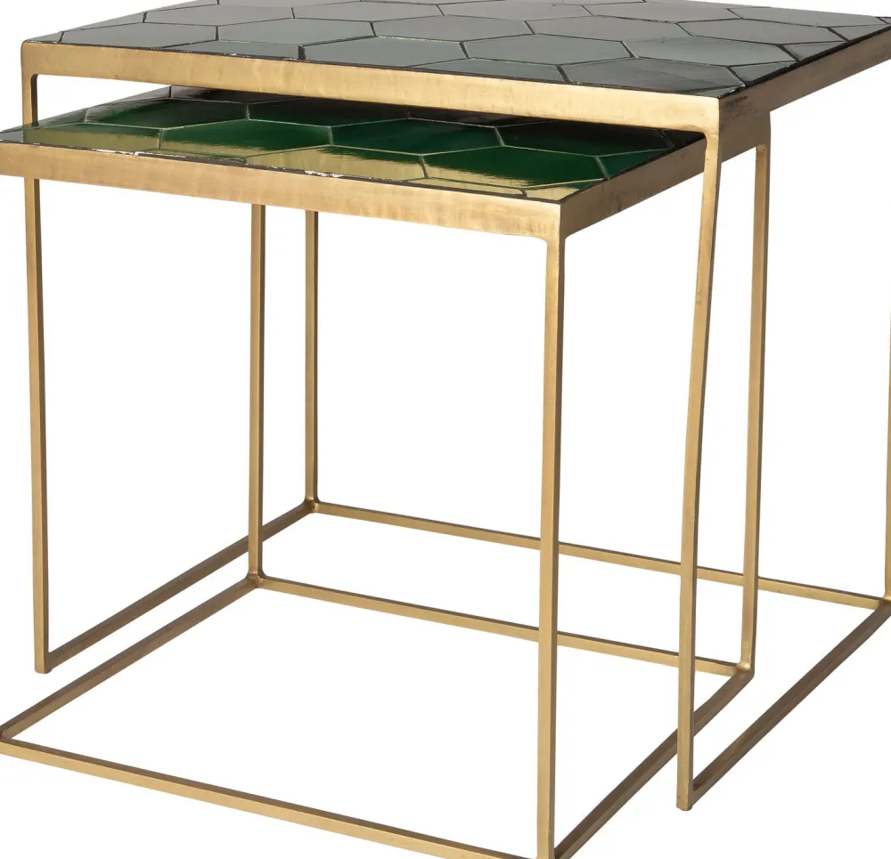 Beistelltisch Silka grün / gold 56 x 46 x 50 cm Beistelltische|Beistelltische