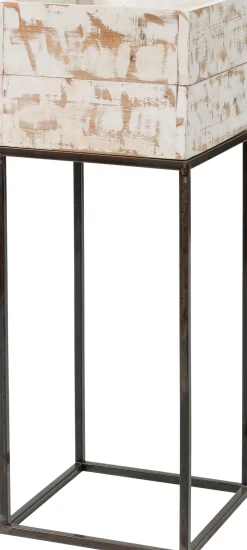 New Blumenkasten Kyra mit Ständer weiß / Holz 28 x 28 x 75 cm Blumentöpfe|Blumentöpfe & Pflanzgefäße