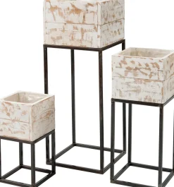 New Blumenkasten Kyra mit Ständer weiß / Holz 28 x 28 x 75 cm Blumentöpfe|Blumentöpfe & Pflanzgefäße