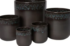 Online Blumentopf Leonie grau / blau D 11 H 13,5 cm Blumentöpfe|Blumentöpfe & Pflanzgefäße