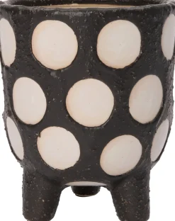 Hot Blumentopf mit Füßen Pygros schwarz / beige D 13 H 16 cm Blumentöpfe|Blumentöpfe & Pflanzgefäße