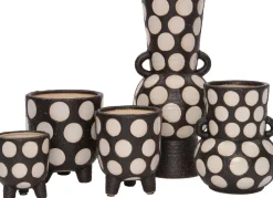 Outlet Blumentopf mit Füßen Pygros schwarz / beige D 10,5 H 12 cm Blumentöpfe & Pflanzgefäße|Blumentöpfe