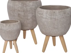 New Blumentopf mit Füßen Amber grau D 13,5 H 13,5 cm Blumentöpfe|Blumentöpfe & Pflanzgefäße