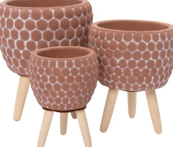 Hot Blumentopf mit Füßen Myrthe terracotta D 13,5 H 15,5 cm Blumentöpfe & Pflanzgefäße|Blumentöpfe