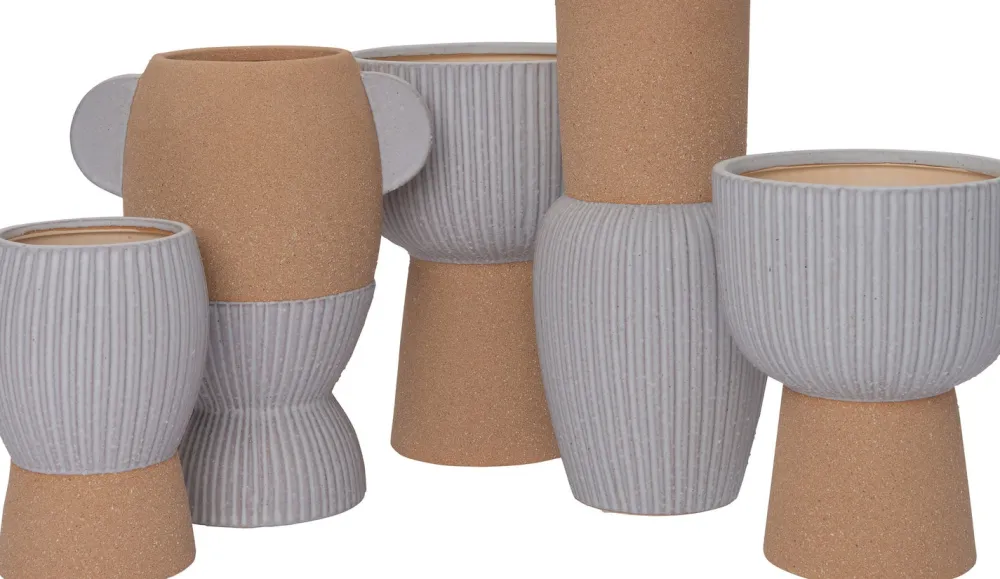 Sale Blumentopf mit Fuß Jill grau / braun 17,5 x 17,5 x 22,5 cm Blumentöpfe|Blumentöpfe & Pflanzgefäße