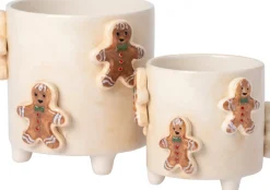 Blumentopf mit Füßen Jiya Lebkuchenmann creme D 13 H 11 cm Blumentöpfe|Blumentöpfe & Pflanzgefäße
