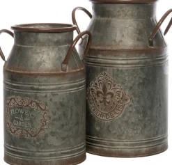 Deko-Milchkanne Gartenaccessoire Zink 22,5 x 21 x 35 cm 10 l Blumentöpfe|Blumentöpfe & Pflanzgefäße