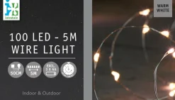 Clearance Drahtlichterkette silber 5 m außen mit LED warmweiß Mini- & Drahtlichterketten