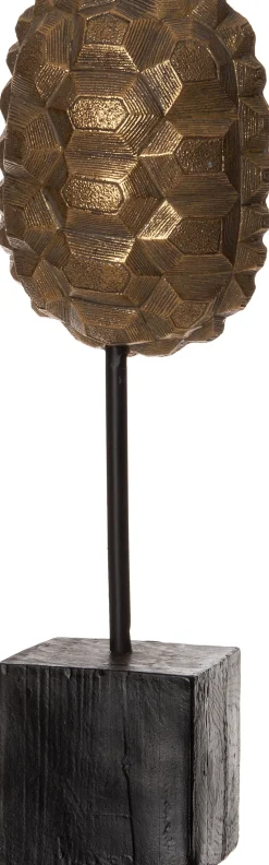 New Figur Schildkröte mit Ständer gold 11 x 8 x 34 cm Dekofiguren & -Objekte