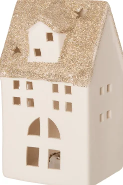 Online Häuschen Gerry weiß mit LED 7,5 x 6,5 x 13 cm Weihnachtsfiguren & -Objekte