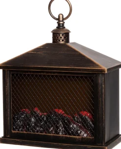 Outlet Kamin schwarz / gold 21 x 10,5 x 24 cm Weihnachtsleuchten
