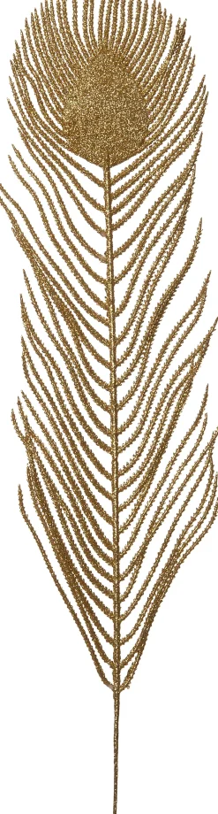 Sale kerststeker Feder 51 cm gold Weihnachtszweige & -Blumen